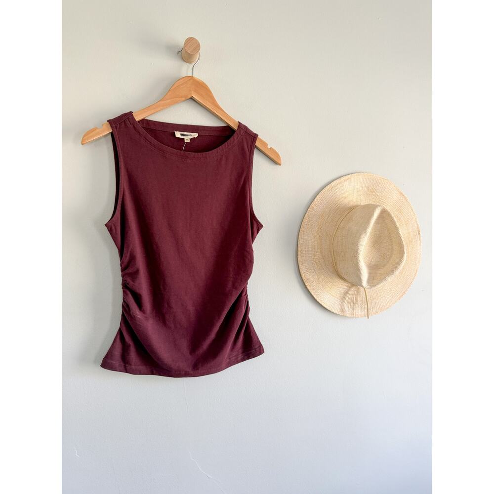 Madewell | NWT Cinched Crewneck Tank Burgundy Dark Fig Ruched | Sz XS